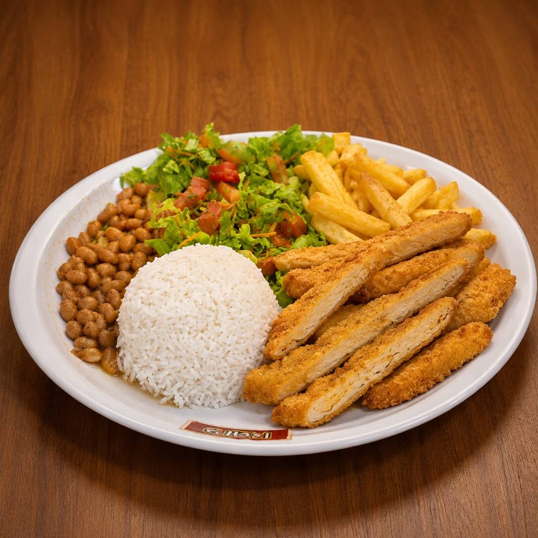 Um executivo completo, saboroso e com preço que cabe no bolso! Escolha entre hambúrguer com ovo, linguiça ou frango empanado em tiras e aproveite uma refeição completa com nossos acompanhamentos.