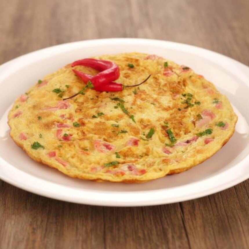 Só a omelete com ovo, presunto e queijo