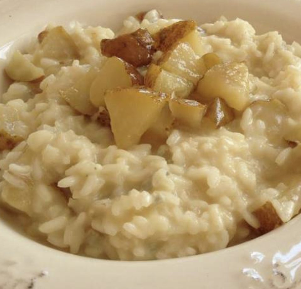 Risotto 4 formaggi y manzana