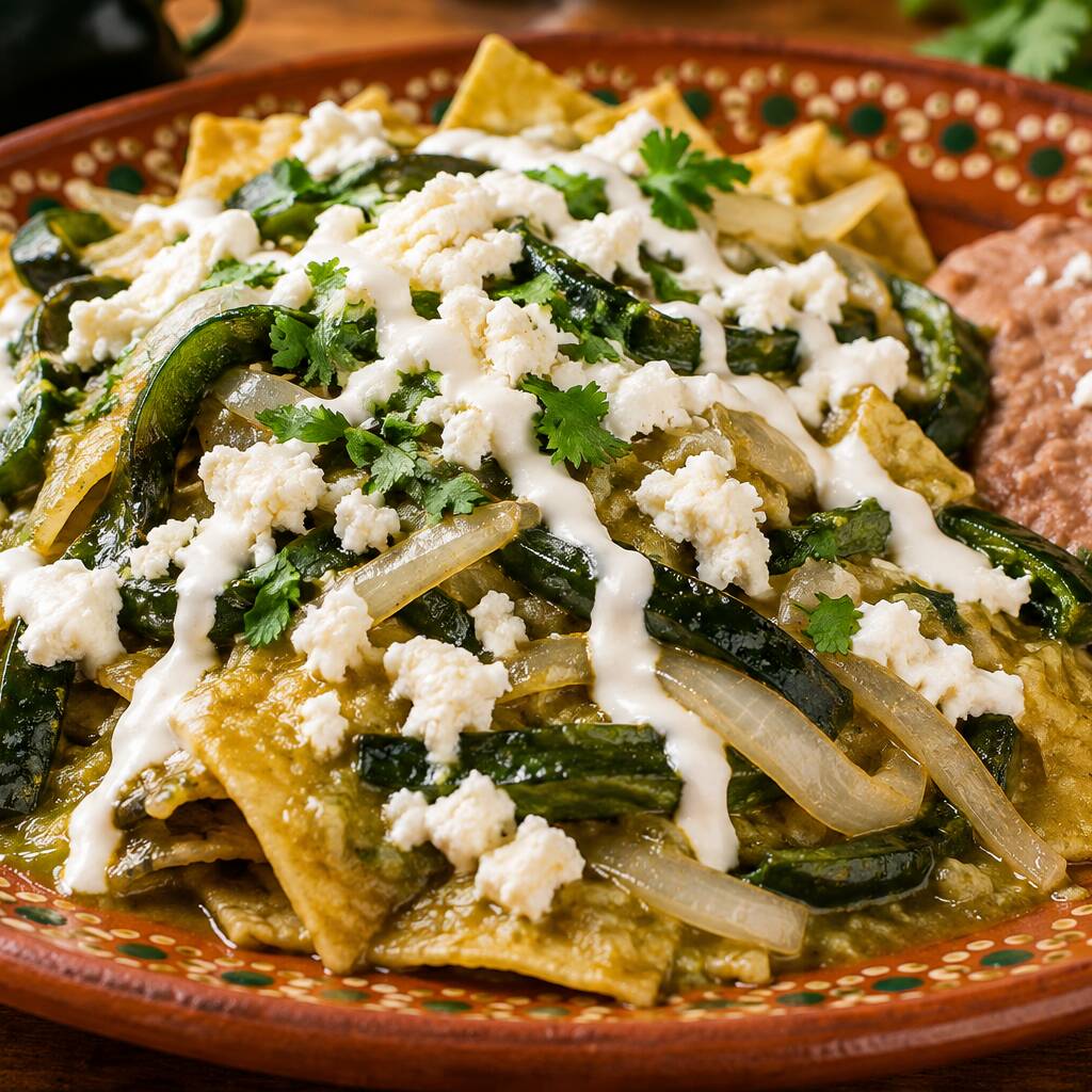 Chilaquiles con Rajas Poblanas