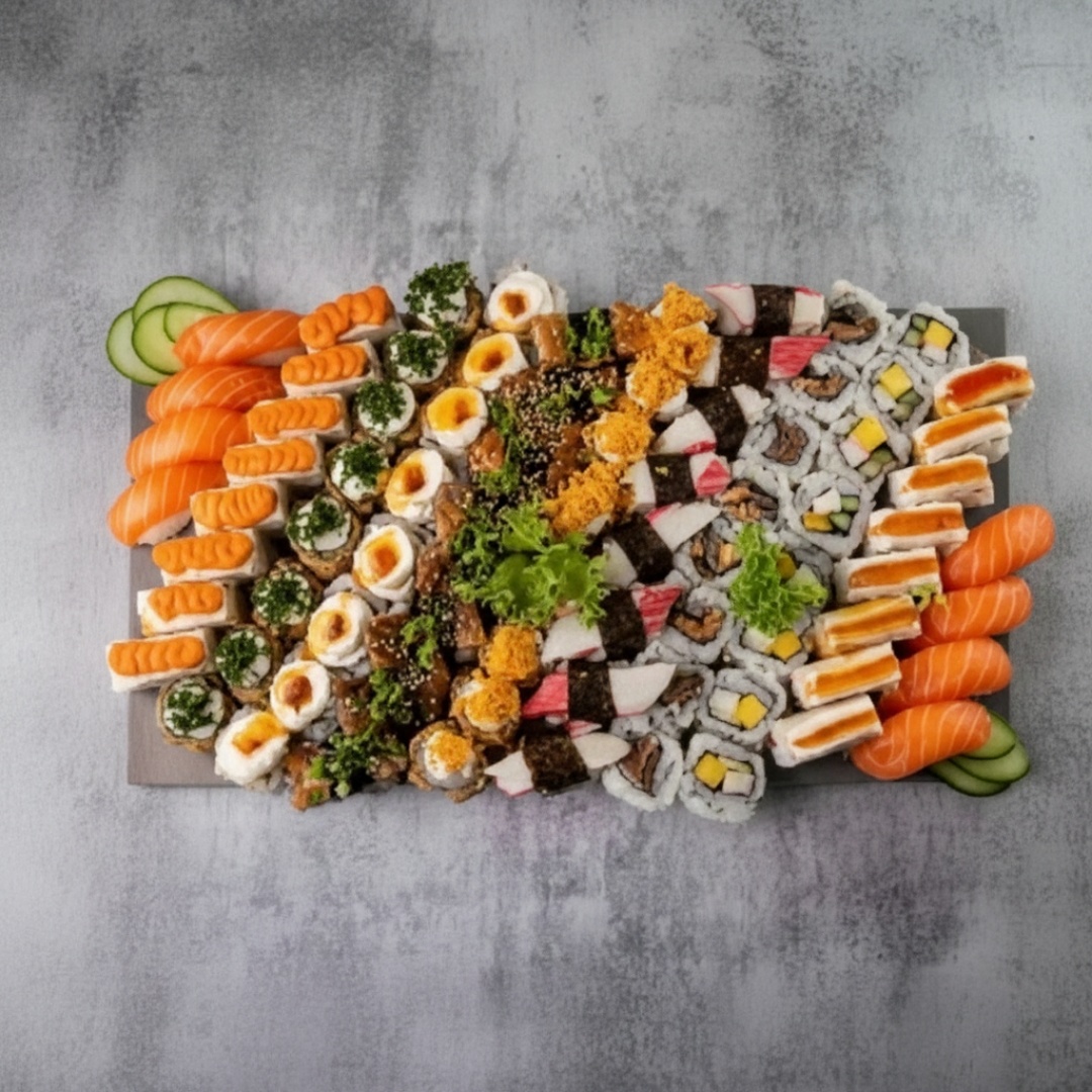 8 Uramaki California 8 Uramaki Sweet 8 Uramaki Skin 8 Niguiri Skin 8 Niguiri Kani 8 Niguiri de Salmão 8 Hot Couve 8 Hot Doritos 4 Tortinha Sweet 4 Tortinha Cheddar