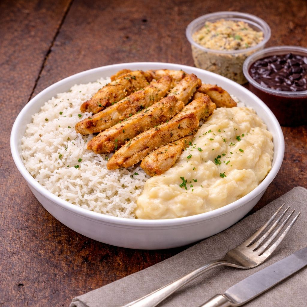 Feijao, arroz, farofa