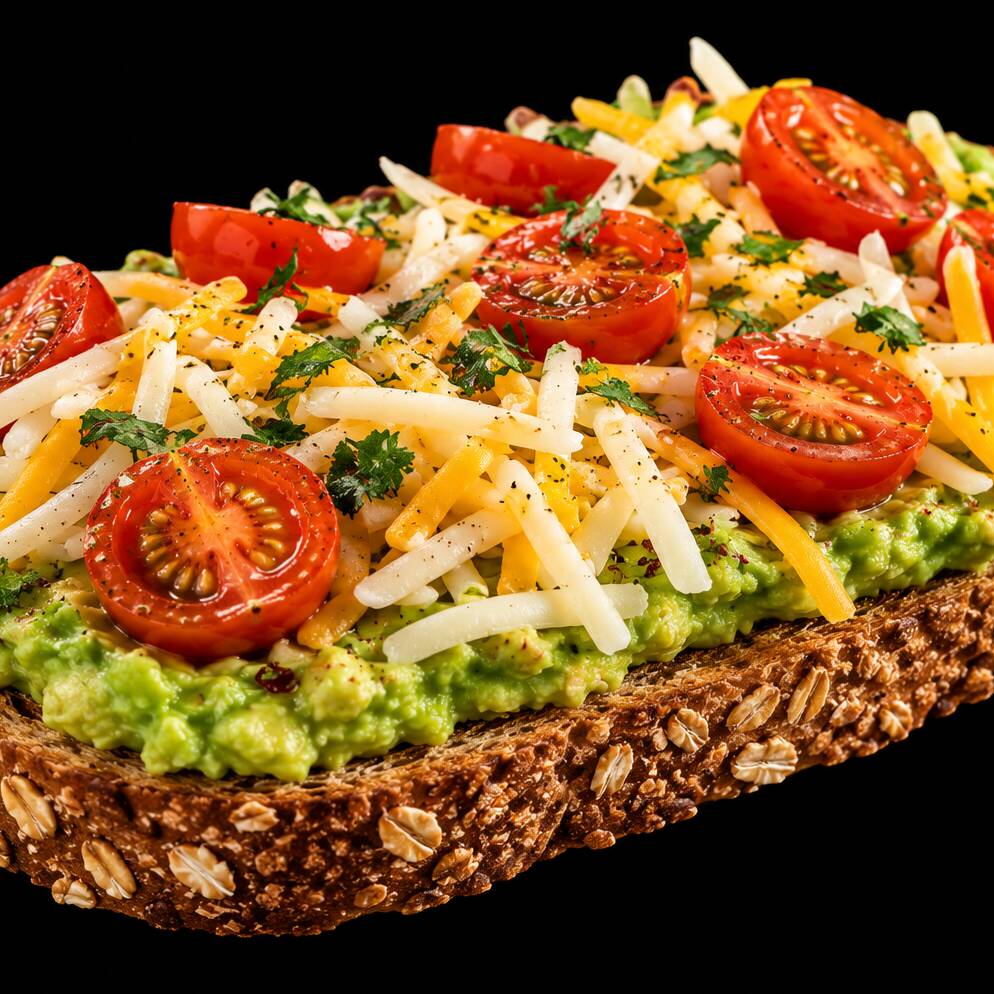 Toast de Aguacate con Mix de Quesos.