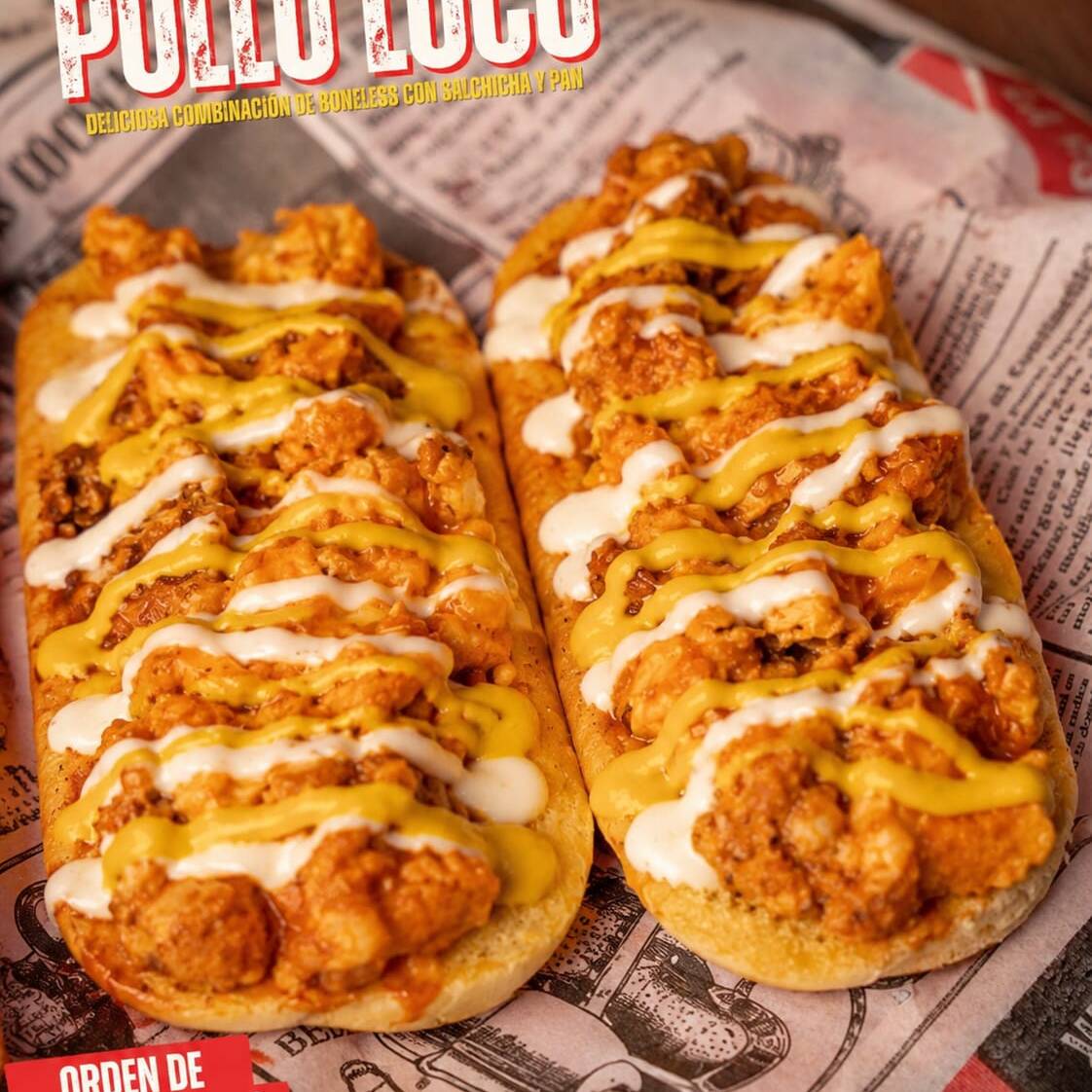 Hot dog pollo loco con papas