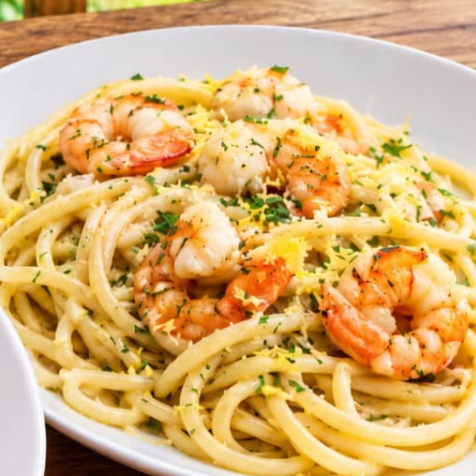 Espaguetis con camarones