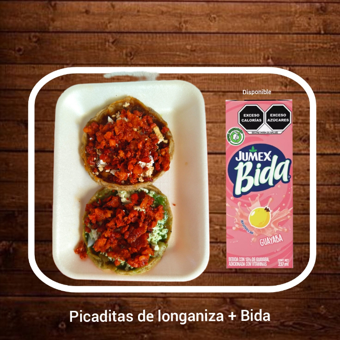 {2}PICADITAS CON FRIJOLITOS QUESILLO+JUGO BIDA