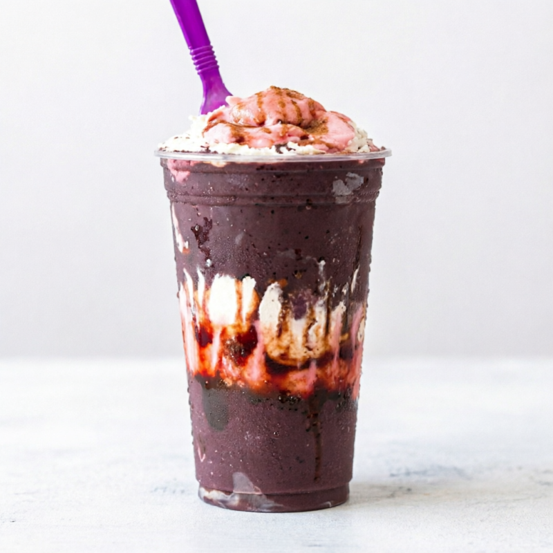 Açaí cremoso servido com até 1 acompanhamentos à sua escolha.