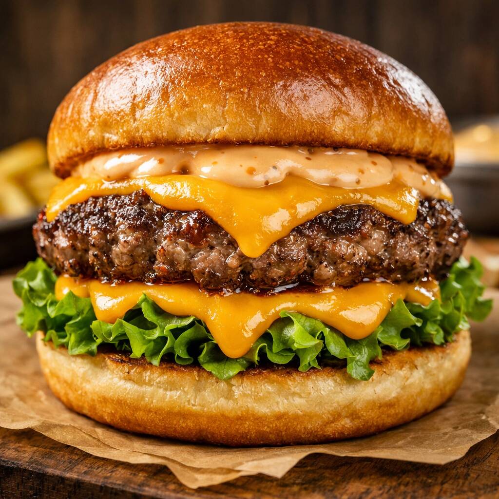 Pão, blend de carne 150G queijo cheddar polenghi e Alface.