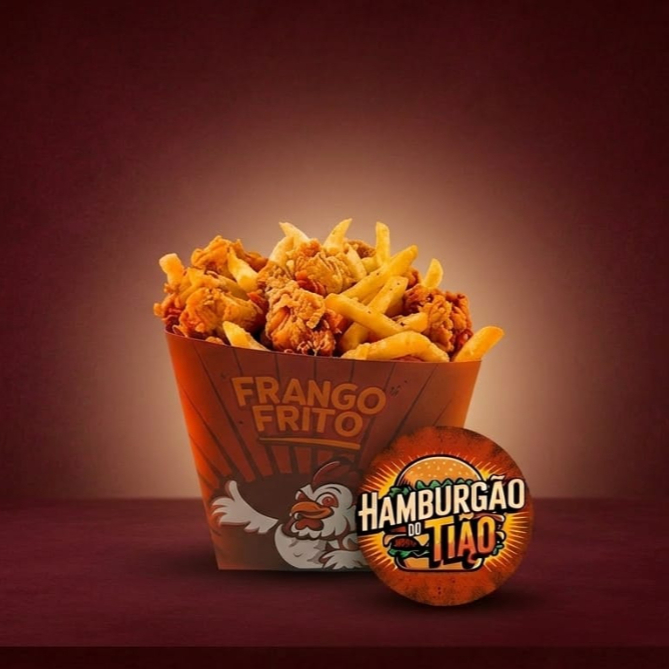 Uma porção de Frango a Passarinho Acompanhado de Batata frita