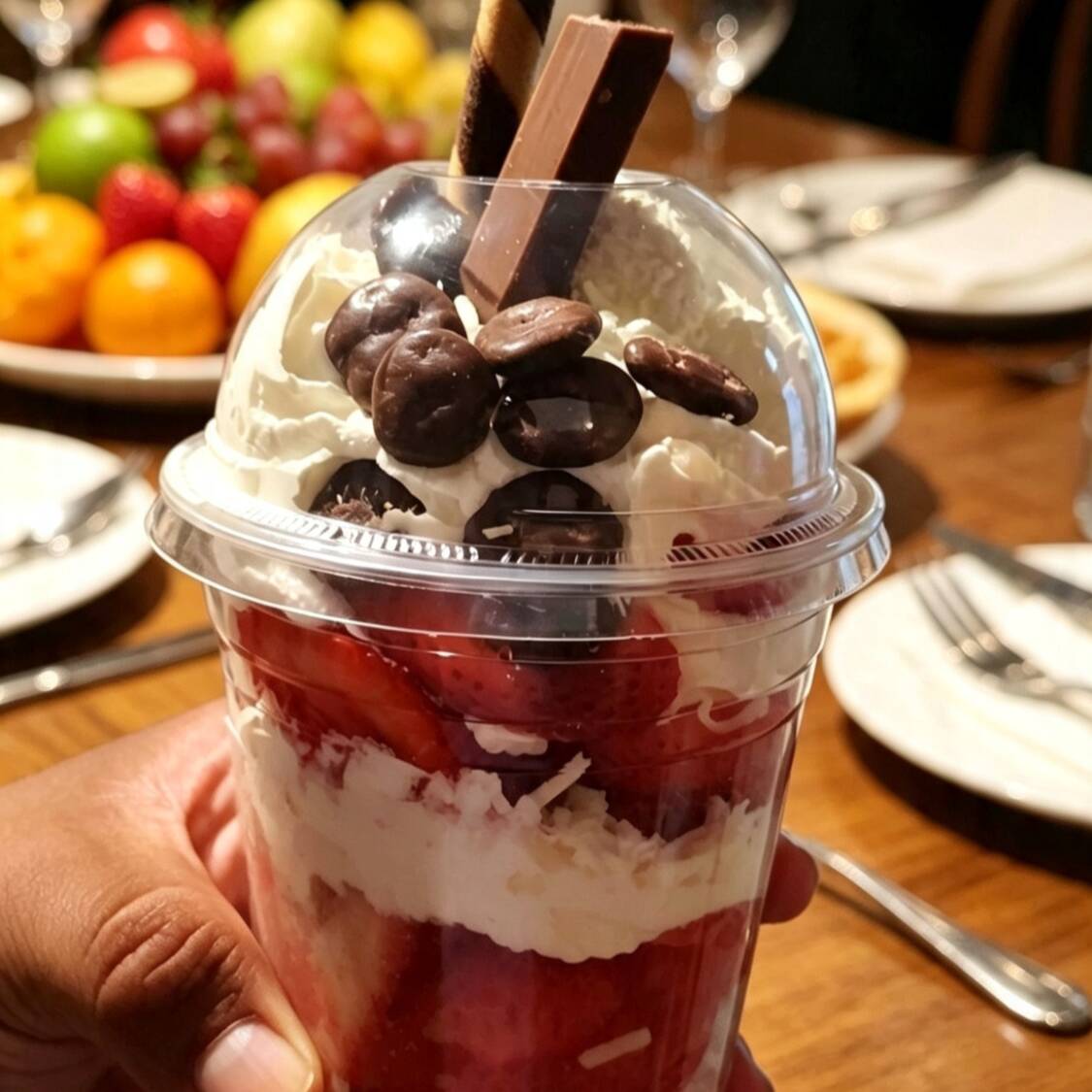 Fresas con crema y chocolate rafaello 16 Oz