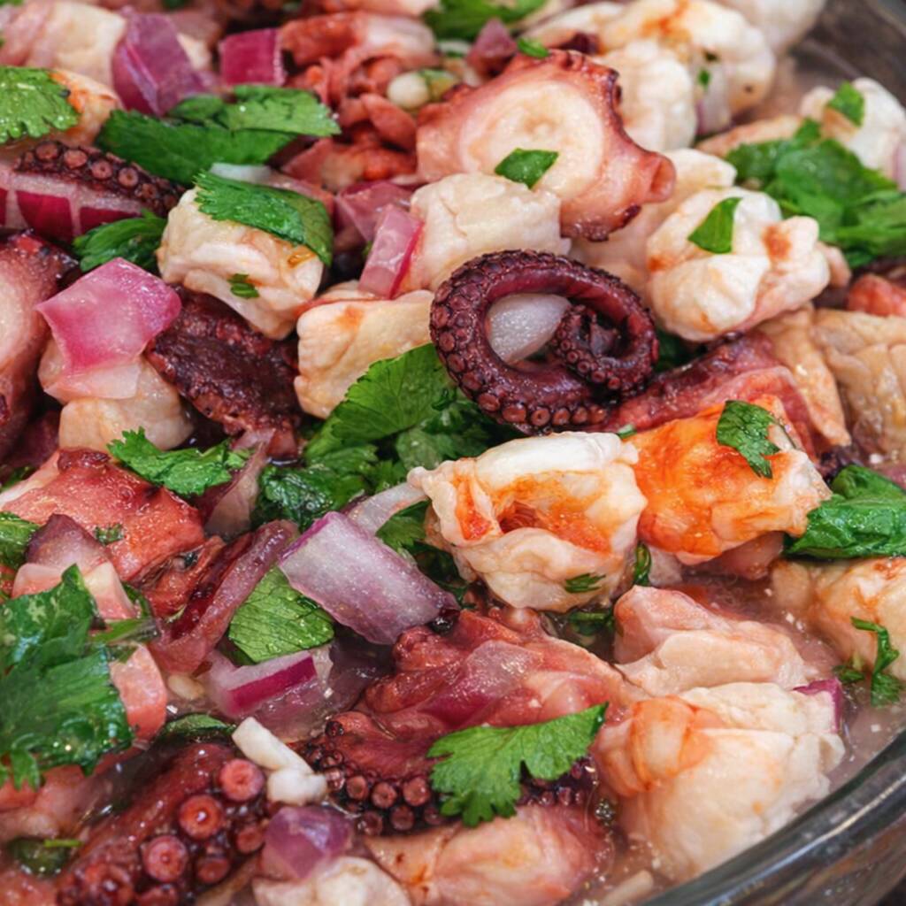CEVICHE DE CAMARON Y PULPO