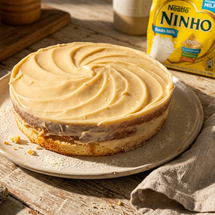 Um bolo com exagero de sabor, o cheiro do Ninho nos faz lembrar, momentos felizes. Leva leite em pó e chocolate branco em sua cobertura. Uma mistura de ingredientes que trazem sensações gostosas e para finalizar colocamos leite em pó por cima. 600 Gramas Peso