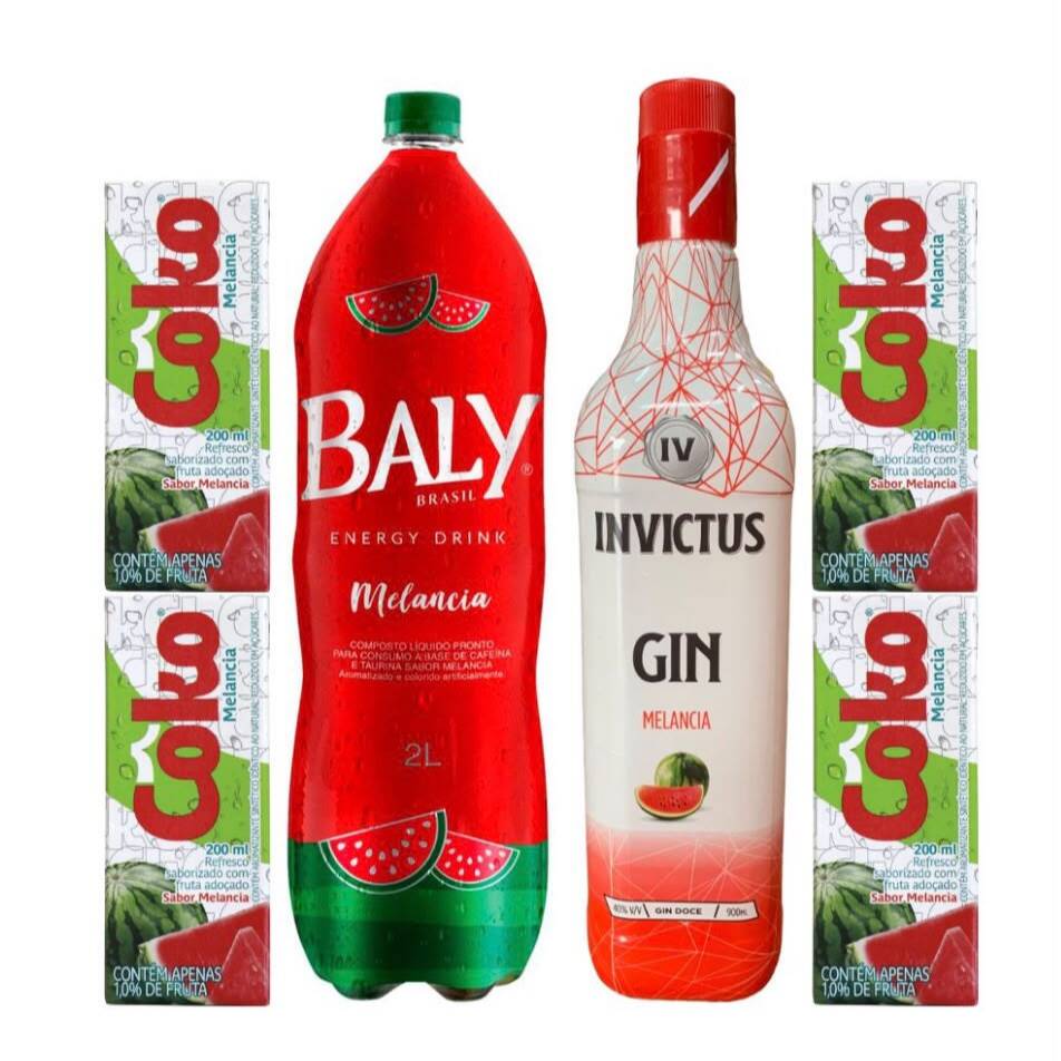 1 INVICTUS MELANCIA
4 GELO DE MELANCIA
1 BALY MELANCIA 2 LITRO
