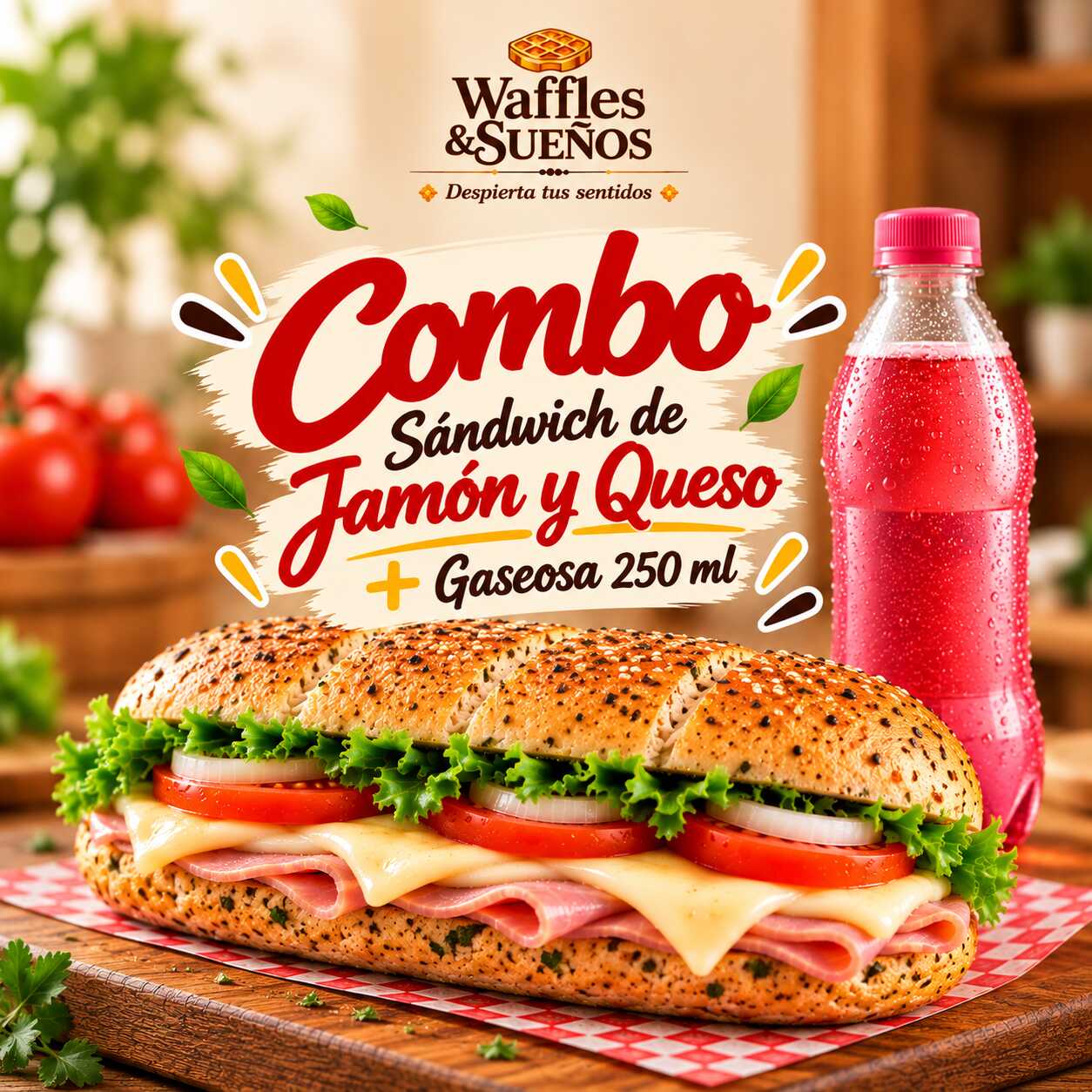 Sandwich Jamon y Queso + Gaseosa