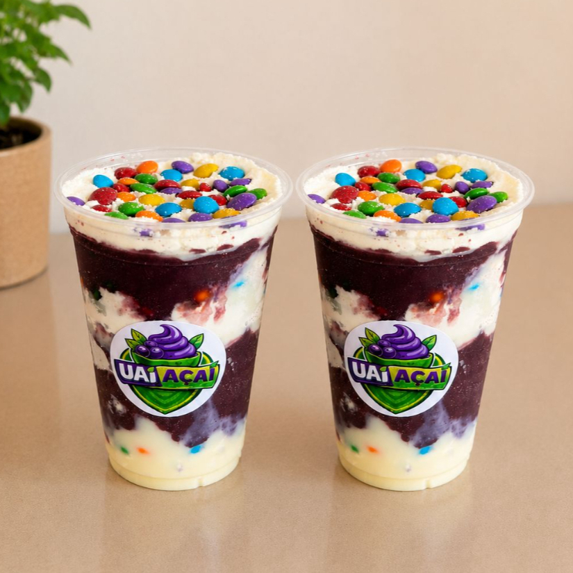 2 Copo de 300ml de Açai + Leite Condensado + Leite ninho + Confete
