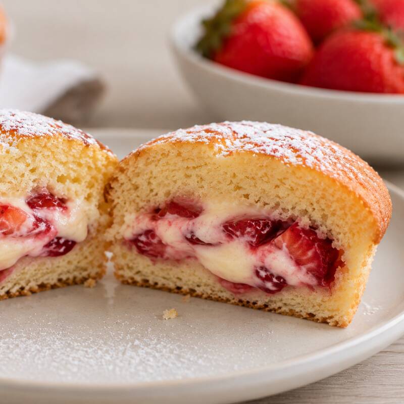 Muffin Relleno de Fresas con Crema
