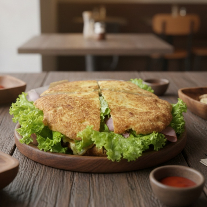 Acompanha presunto, alface, maionese e tomate.