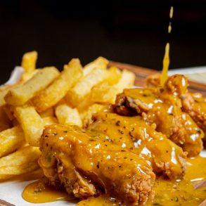 6 Alitas Maracuyá con Papas Fritas