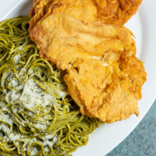 Pollo Broaster con Pasta a Tu Eleccion