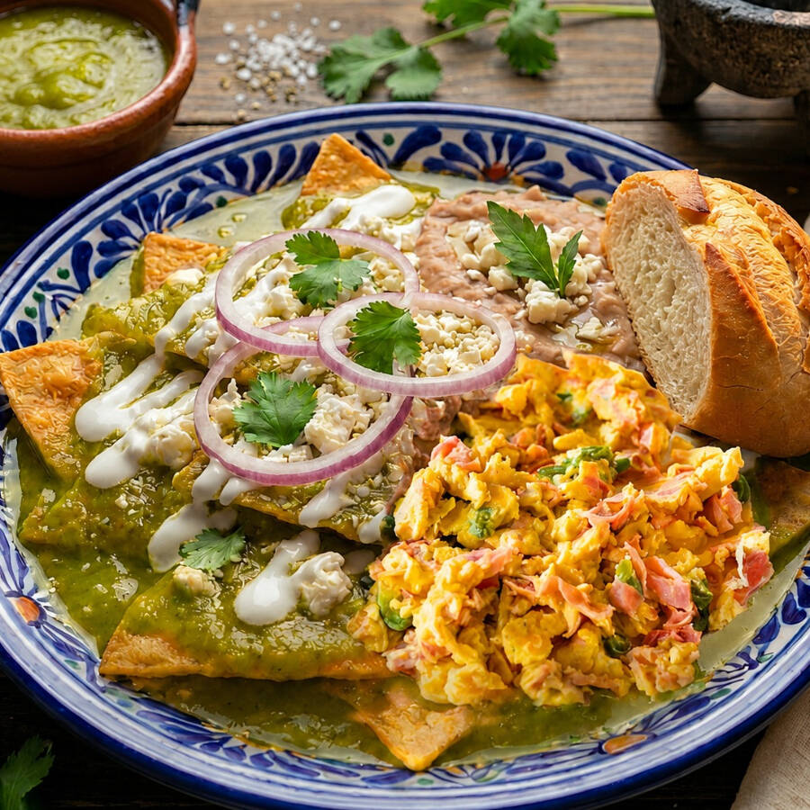 🔥 Más Vendido Chilaquiles con Huevos Revueltos