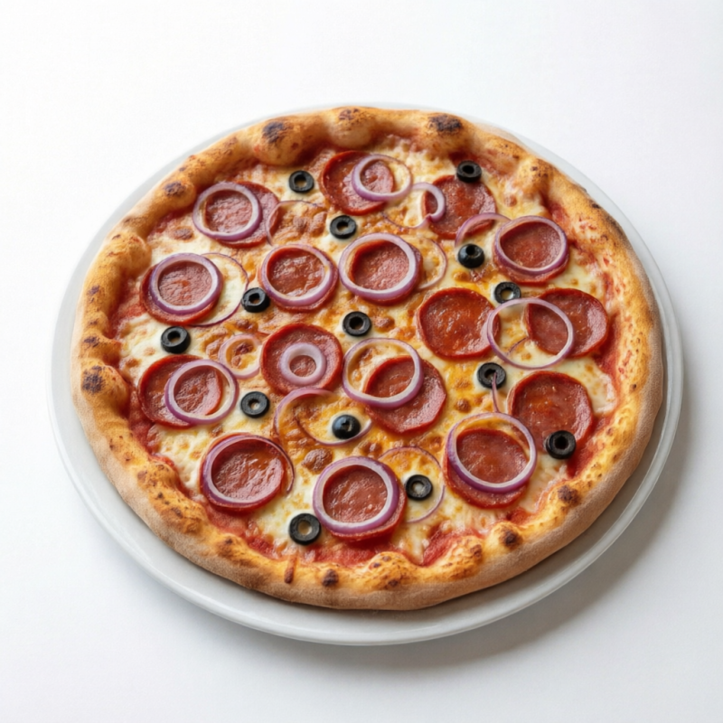 Pizza Com Os Melhores Produtos Do Mercado Calabresa, Mussarela E Cebola