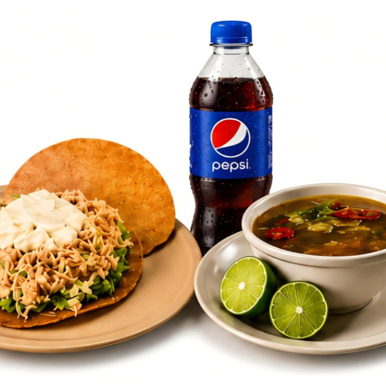 Tostada Inf. Esp. + Consomé + Refresco