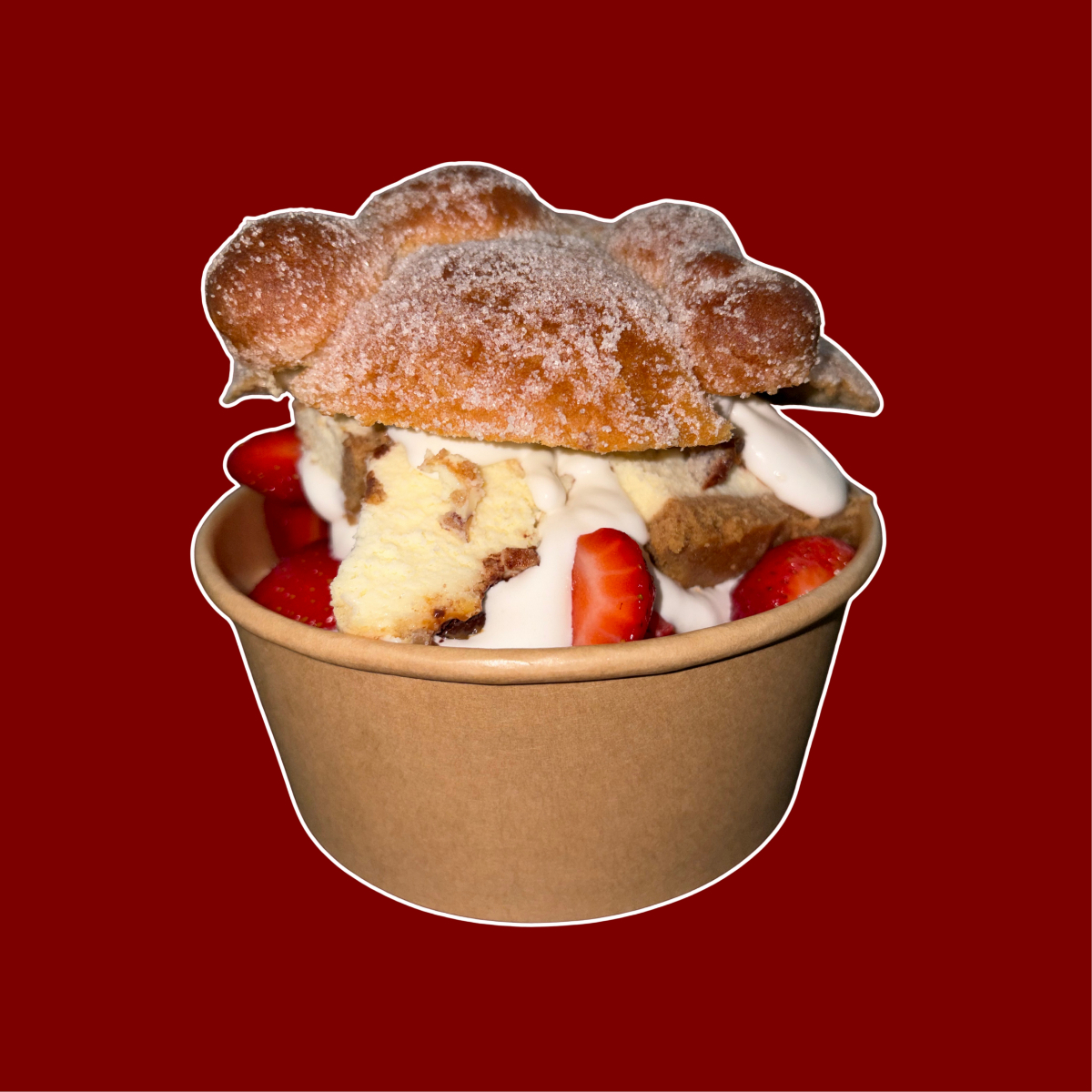 Pan De Muerto Relleno De Fresas, Crema y Cheesecak