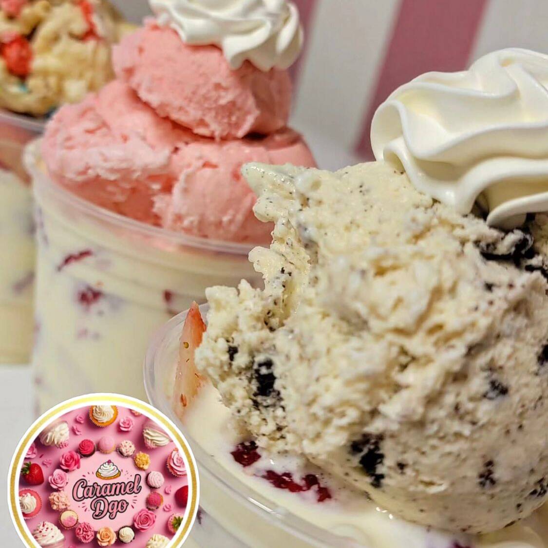 Fresas con crema con nieve