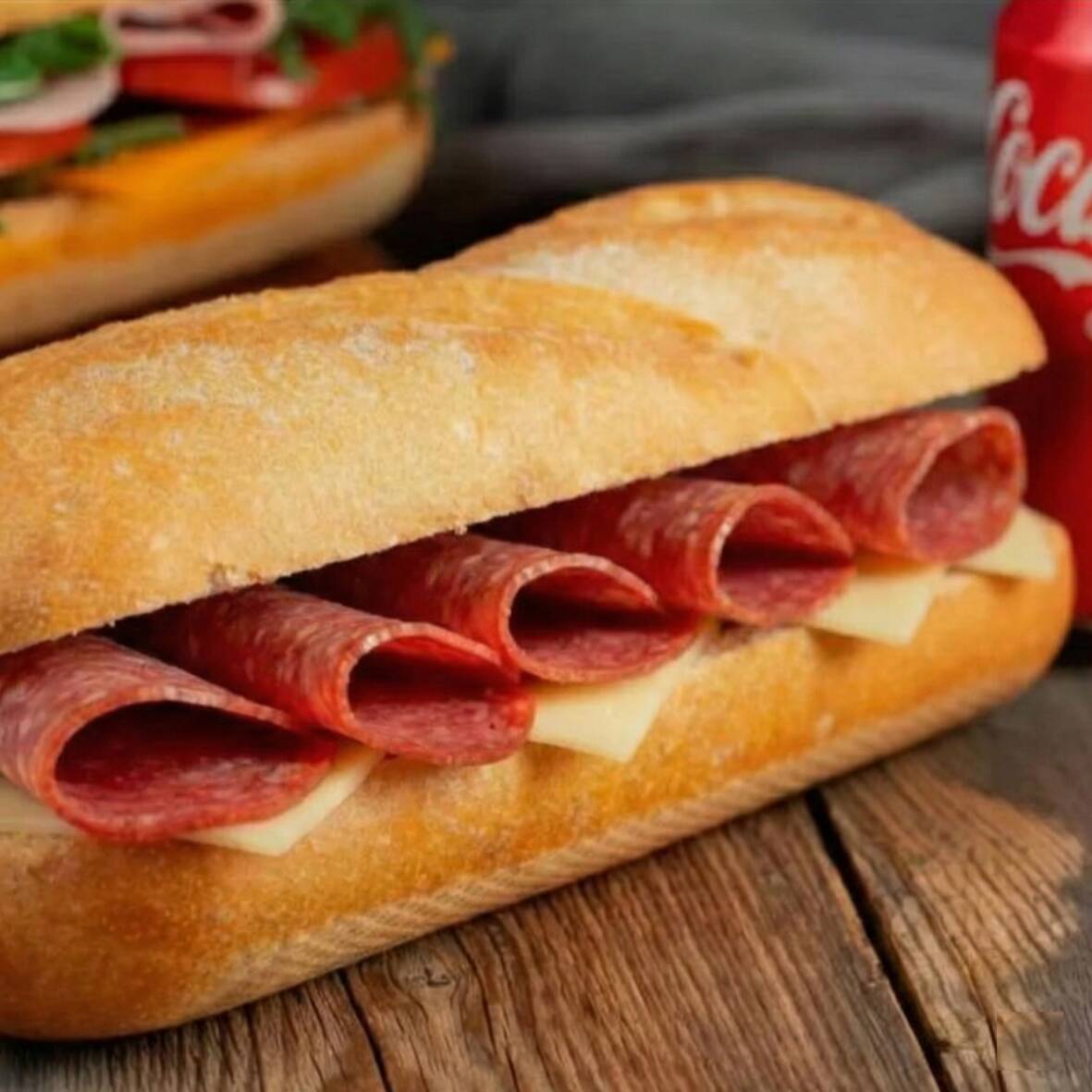 Baguete, calabresa, mussarela e requeijão. O preparo é aquecido, se desejar frio solicite em observações.