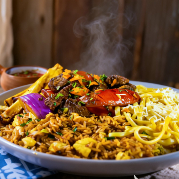 Lomo Saltado + Fetuccini a la Huancaína + Chaufa