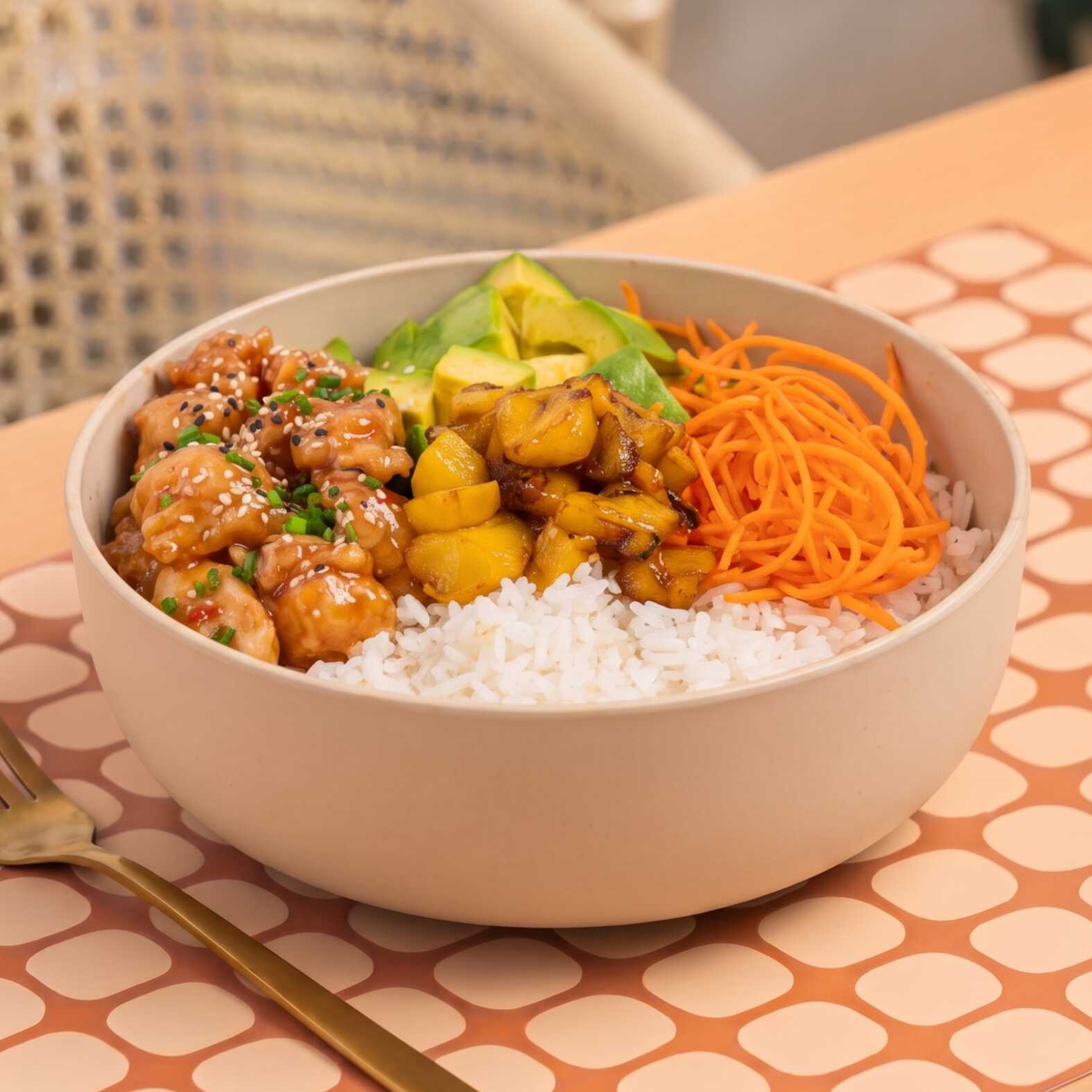 Menú Pollo Agridulce Bowl