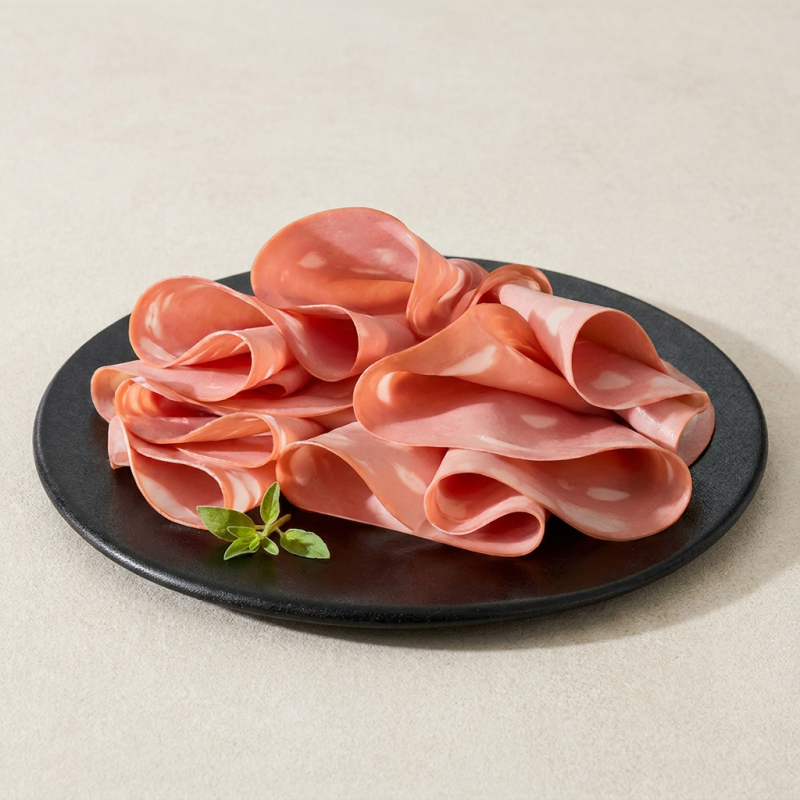 5 fatias de mortadela, em torno de 150 - 200g