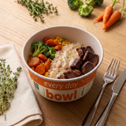 **nossos produtos são congelados. Cubos de Filé Mignon cortados na ponta da faca, macio e suculento, envolvido em um molho cremoso de mostarda com toque delicado de especiarias. Acompanhado de arroz soltinho e legumes levemente temperados. Intenso, elegante e no flow certo pra qualquer momento. 40g de proteína Linha Every Day É o equilíbrio acompanhando sua rotina Receitas com 25 a 40g de proteína