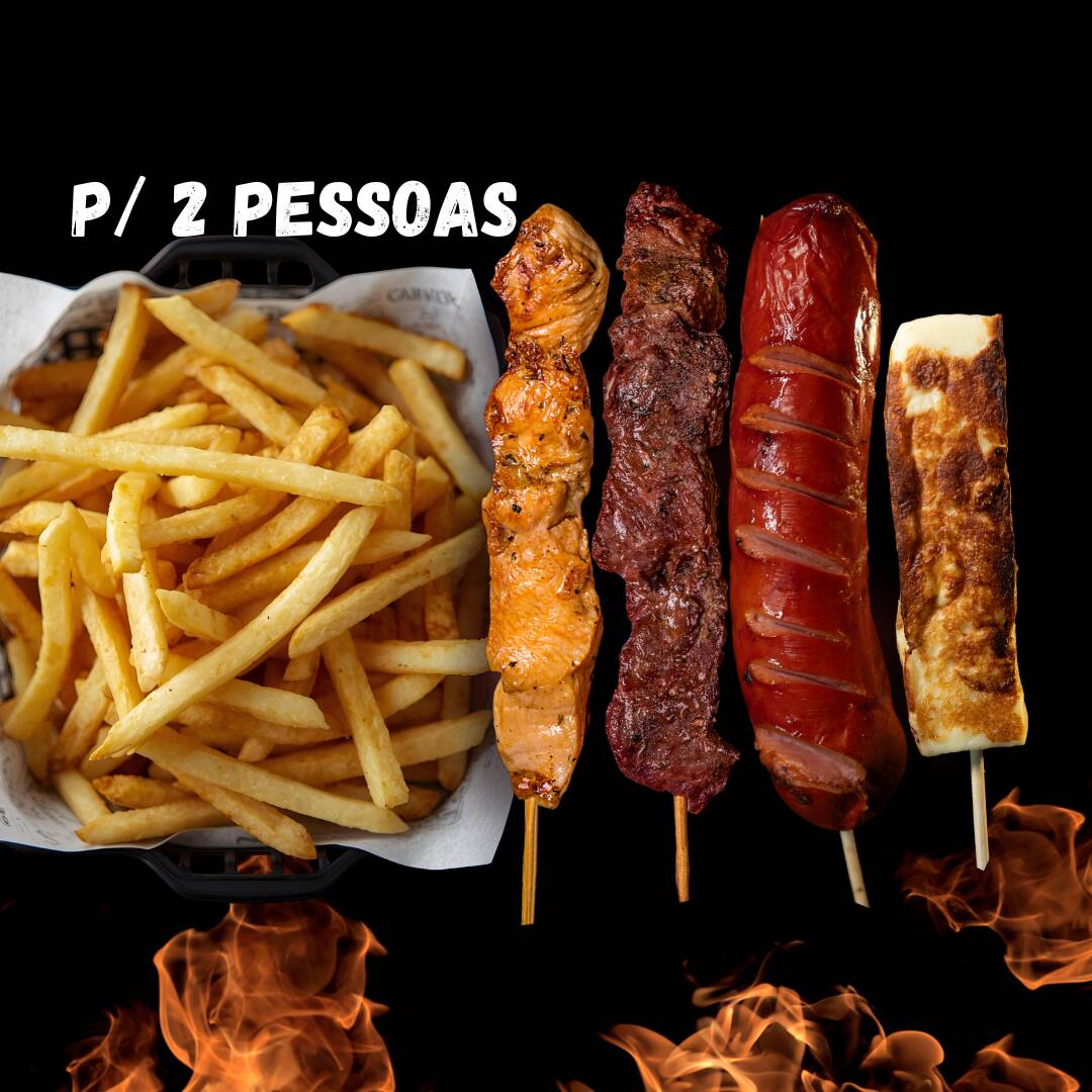 Exclusivamente nesse combo os espetos sao selecionados podendo escolher 4, mais a porção grande de batata frita
