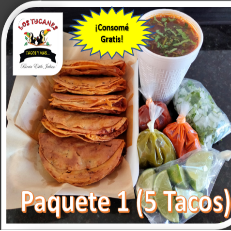 Paquete 1(5 Tacos + Consome Ch Gratis)