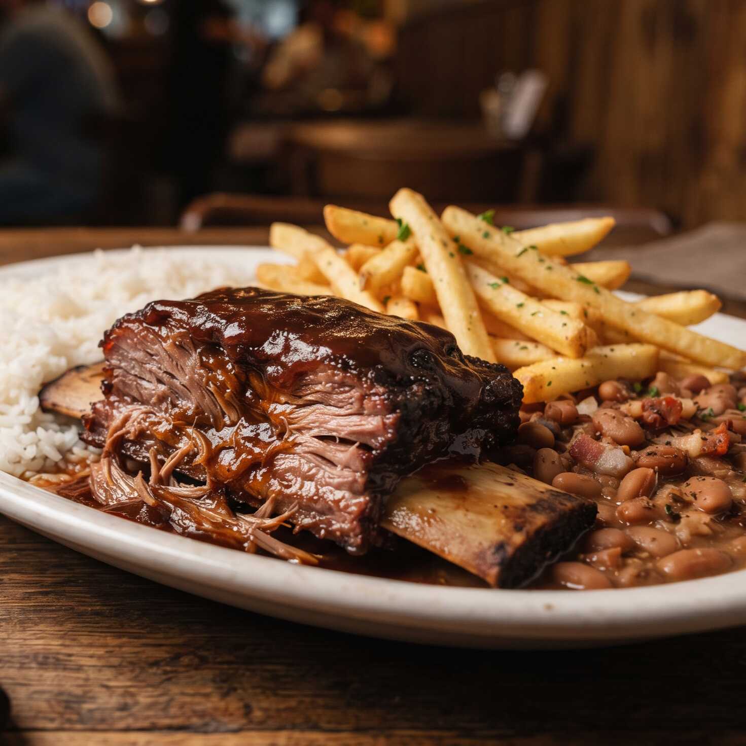 Nossa costela ponta de agulha é selecionada e cozida lentamente por horas, até atingir a perfeição: uma carne extremamente suculenta que se solta do osso e desmancha em cada garfada. Envolvida em um molho artesanal rico e encorpado. Acompanha arroz soltinho, feijão carioca com tempero caseiro e e batata frita