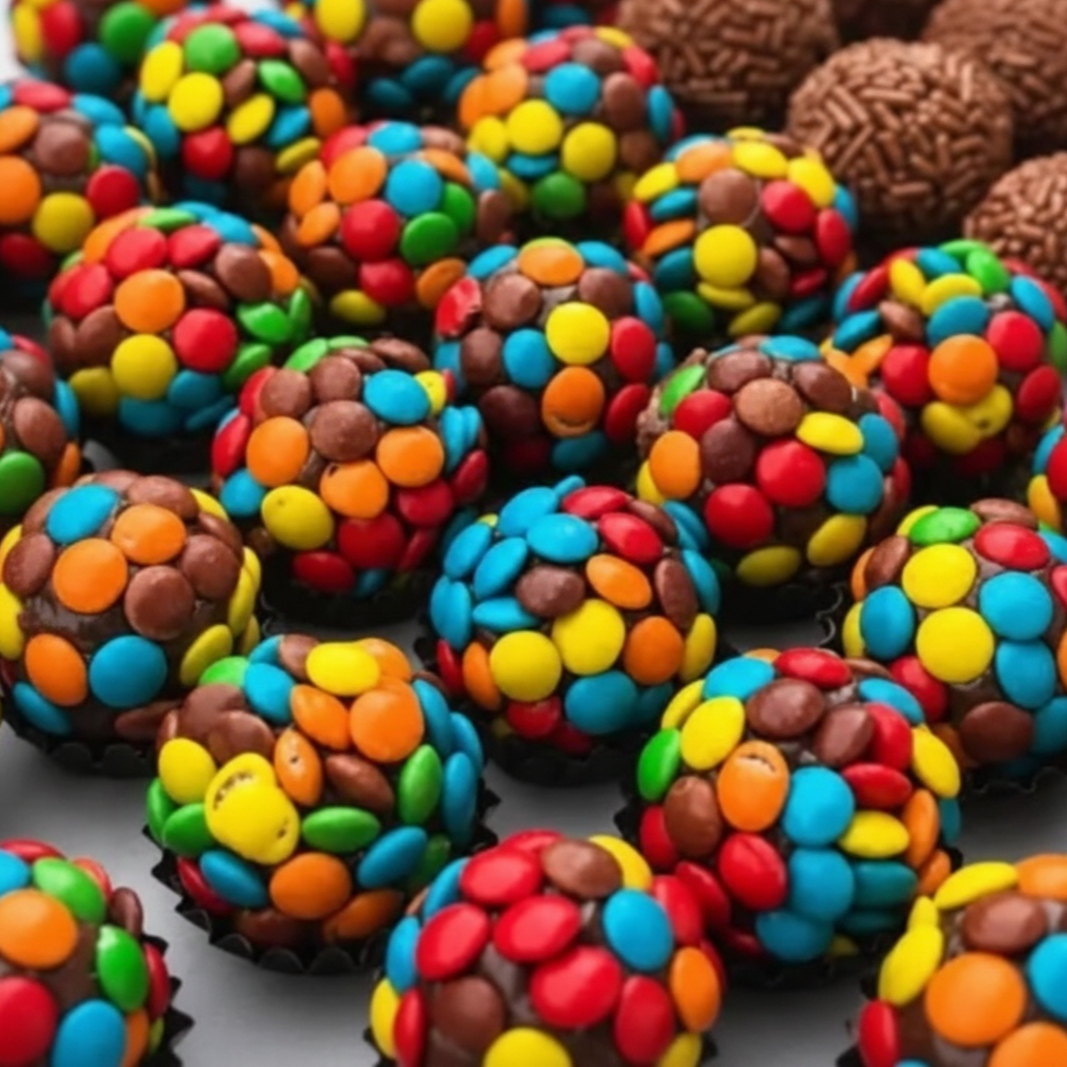 Combo com 10 unidades irresistíveis de brigadeiro caseiro, feito artesanalmente com ingredientes de primeira linha e cuidadosamente enrolado com Confete colorido. 150g tags: brigadeiro caseiro, brigadeiro cremoso, m&ms, Confete, Dia das crianças, kids