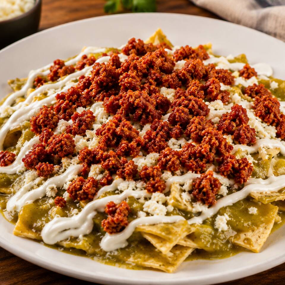 Chilaquiles Grandes con Longaniza Dorada