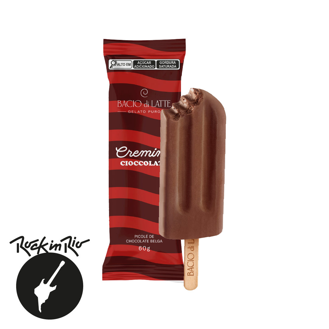 Picolé de chocolate belga sem casquinha crocante. 60g.