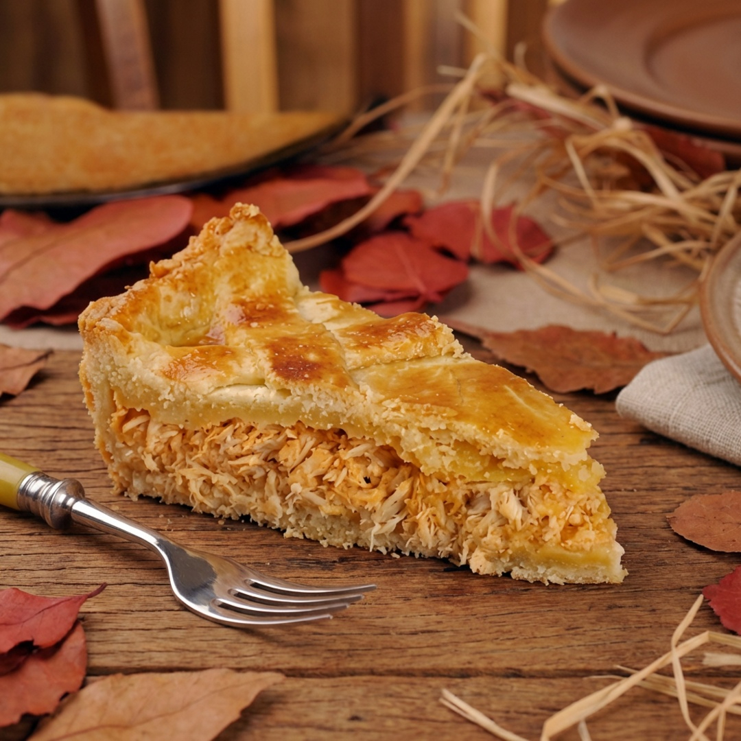 Fatia Da Nossa Tradicional Torta De Frango Grande, Praticamente Um Almoco Em Fatia!!!!