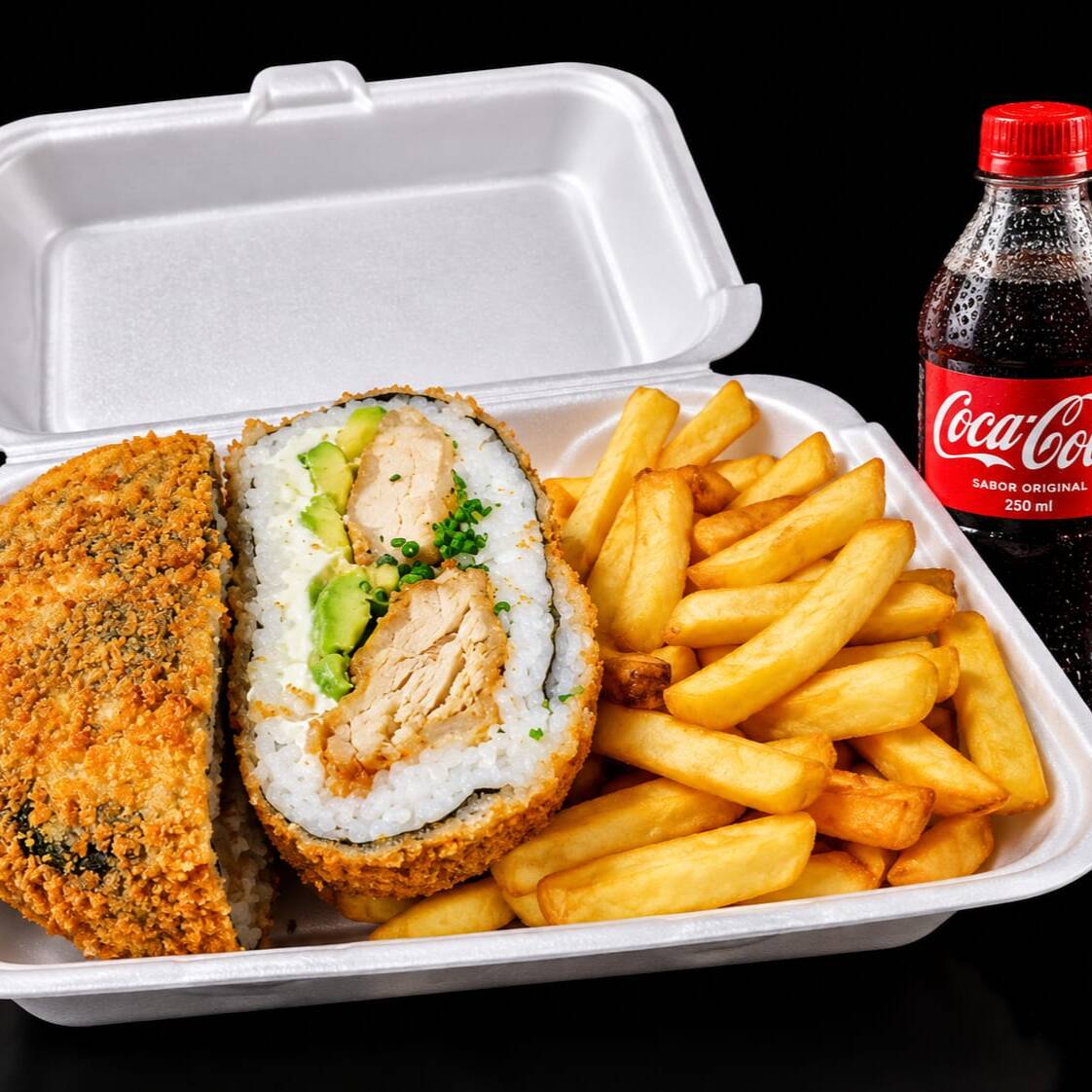 1 Sushi Burger + 1 ORDE PAPAS + 1 BEBIDA