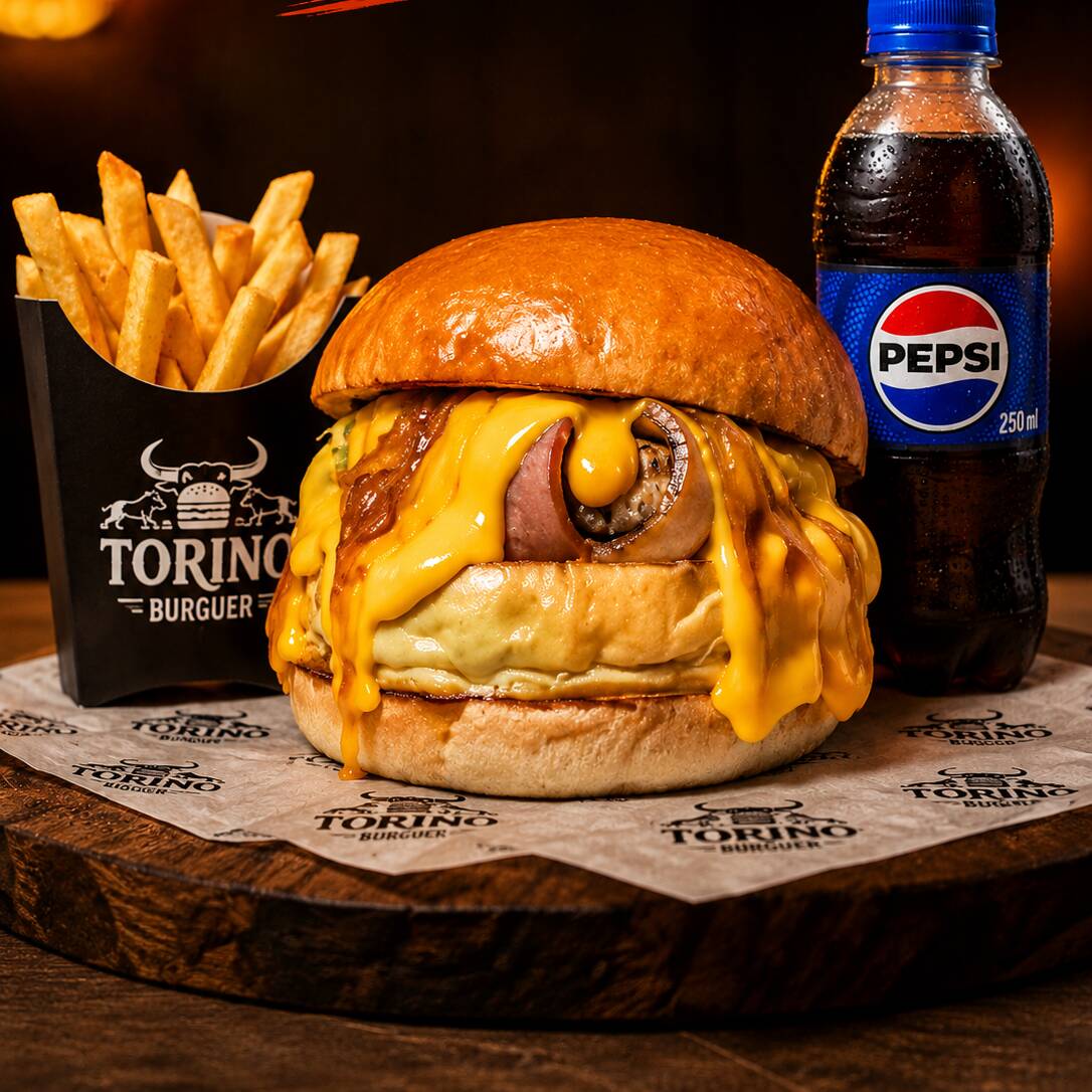 Hamburguesa Americana + Papas+ Bebida