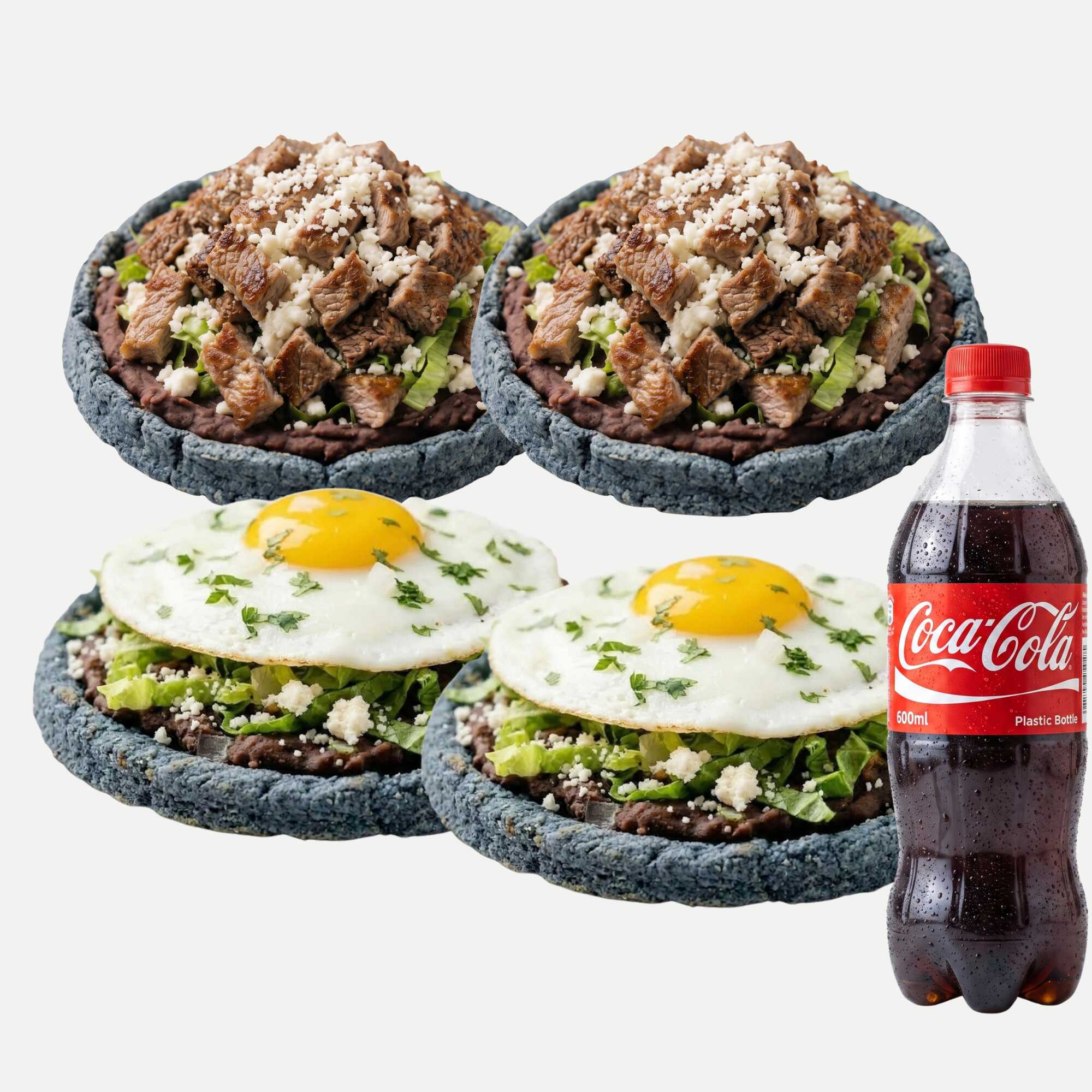 Orden 2 Sopes Huevo y 2 Sopes Bistec + Refresco