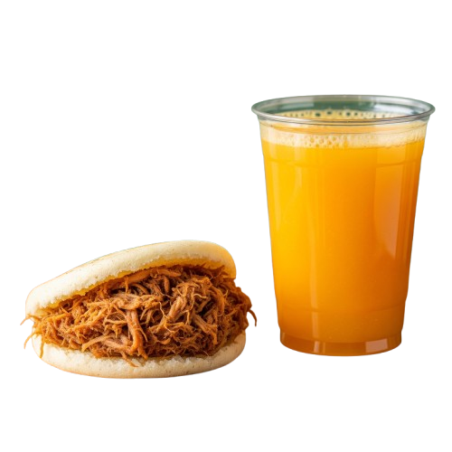 Arepa Rellena y Jugo Natural