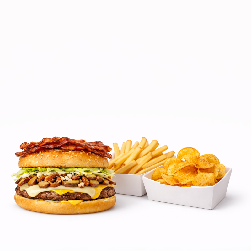 HOLANDESA CON PAPAS A LA FRANCESA O CHIPS.