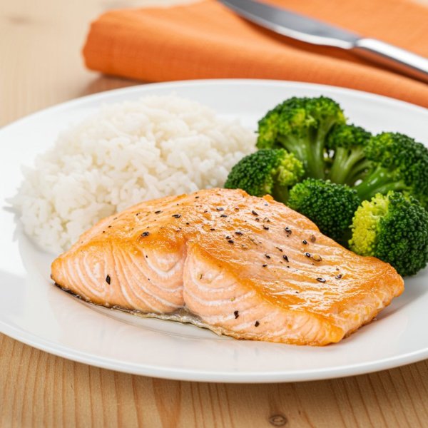 Salmón con Arroz y Brócoli