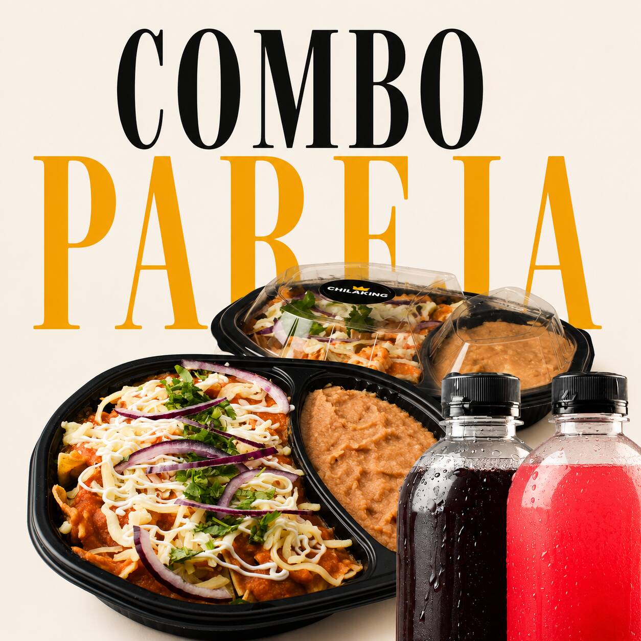 COMBO PAREJA (2 CHILAQUILES + 2 BEBIDAS)