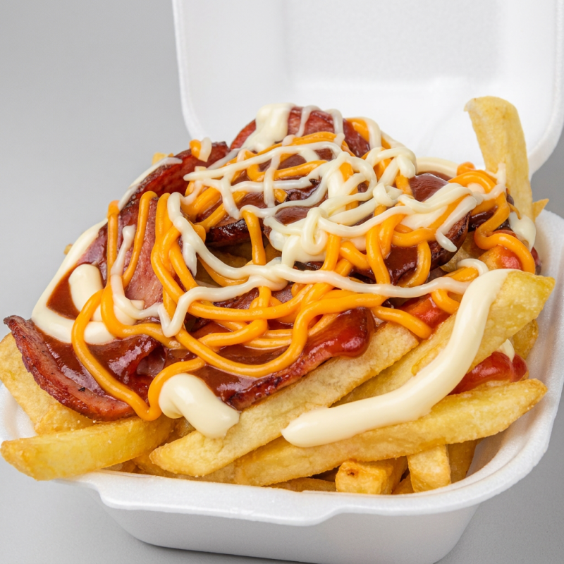 Cheddar, Catupiry, ketchup, maionese e linguiça calabresa