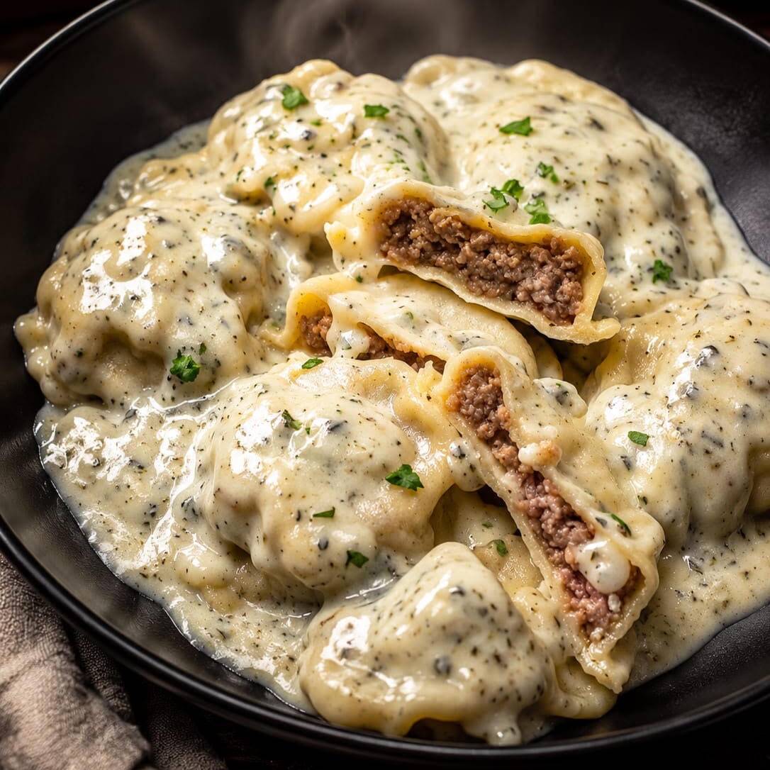 Sorrentinos de carne Cremosos de Finas Hierbas 🌿✨