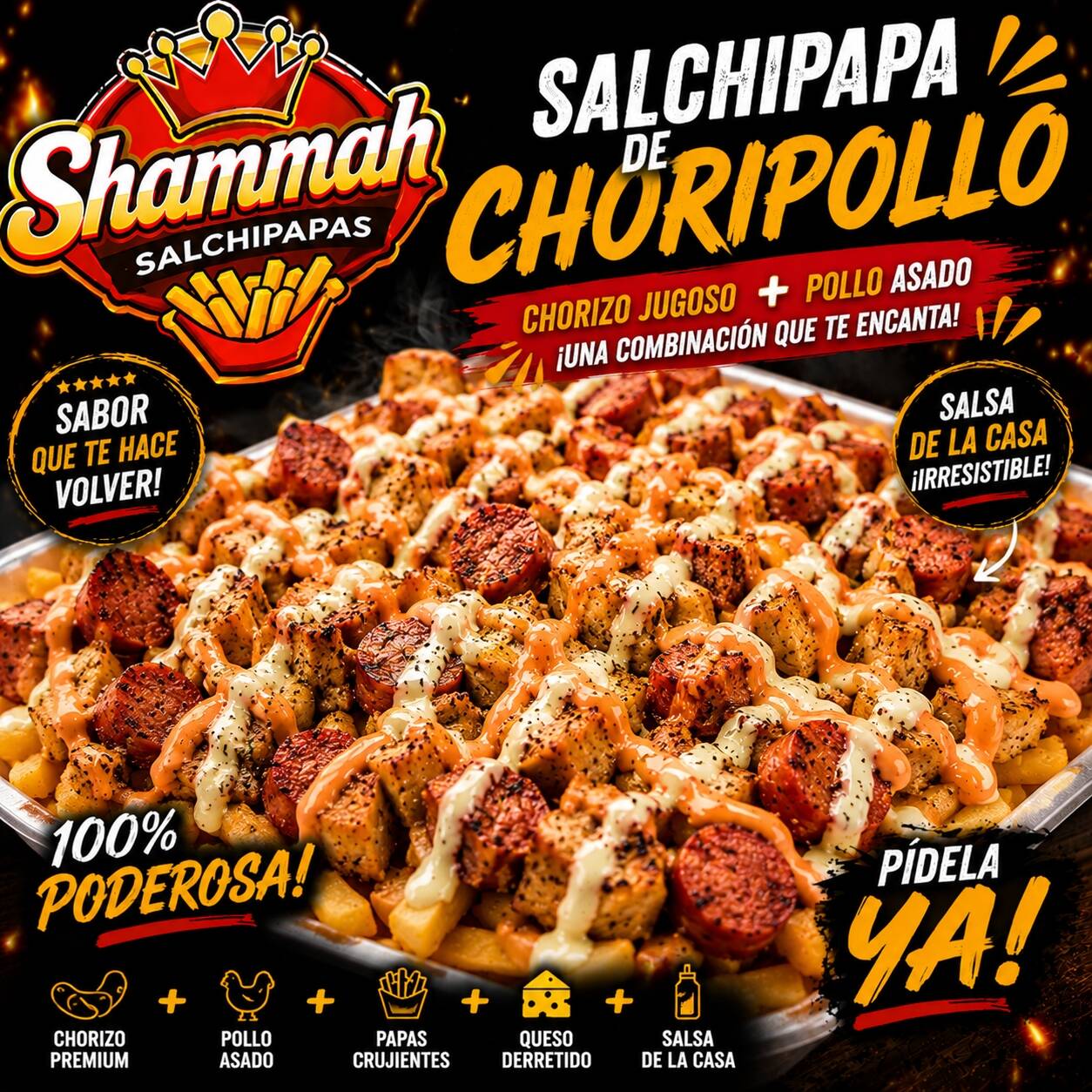 Salchipapa Choripollo